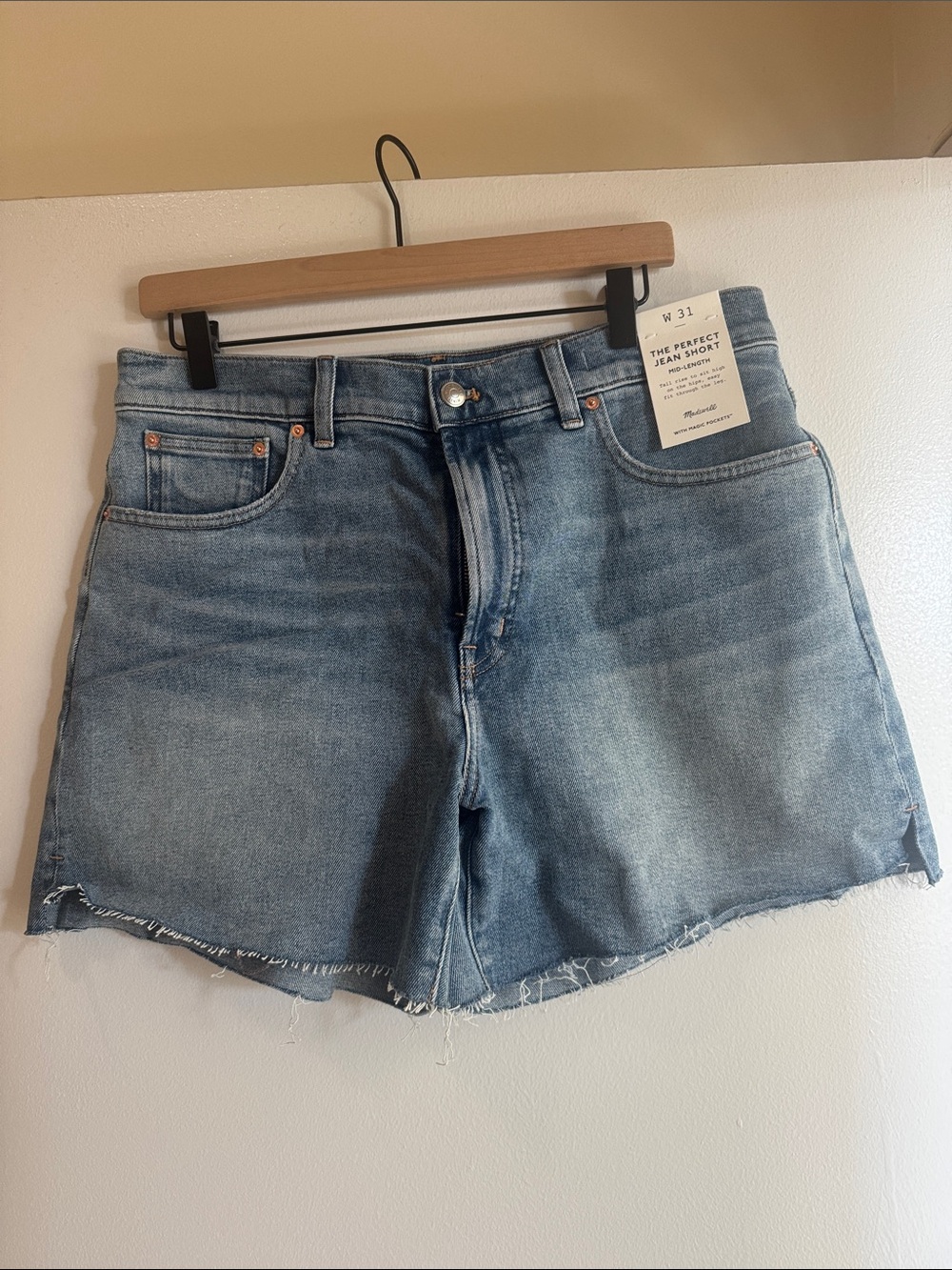 Madewell Light Blue Distressed High-Rise Jean Shorts